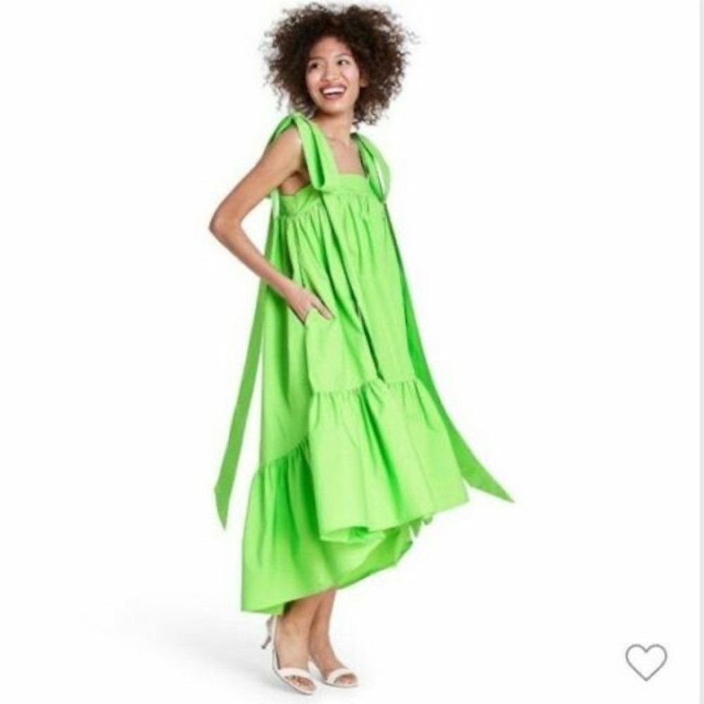 Christopher John Rogers tie-strap green sundress